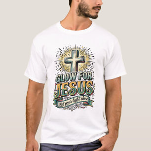 T-shirt Chemise vintage de croix chrétienne Glow For Jesus