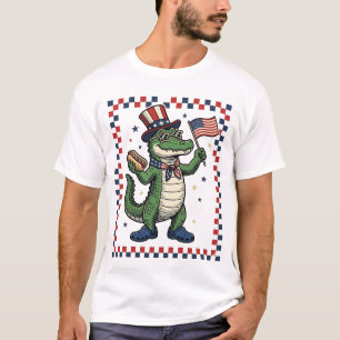 T-shirt Chemise vintage drapeau de hot dog d'alligator pat