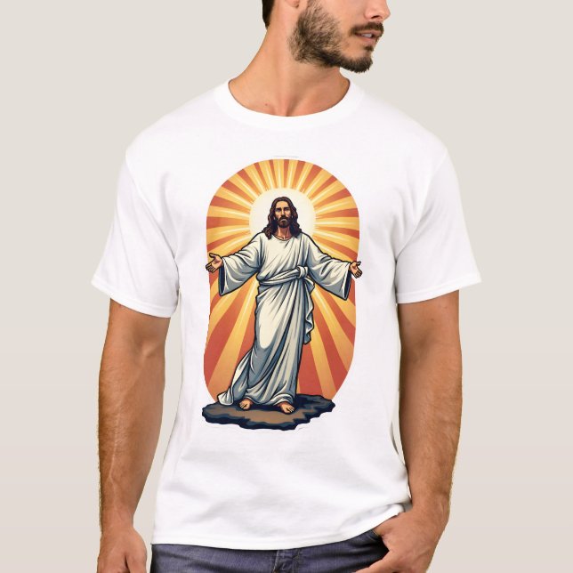 T-shirt Chemise vintage gravure Risen Christ Rays (Devant)