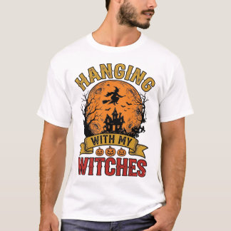 T-shirt Chemise vintage Halloween Accrochage avec mes sorc