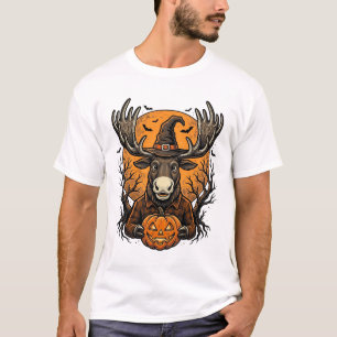 T-shirt Chemise vintage Halloween Moose Pumpkin Sorcière C