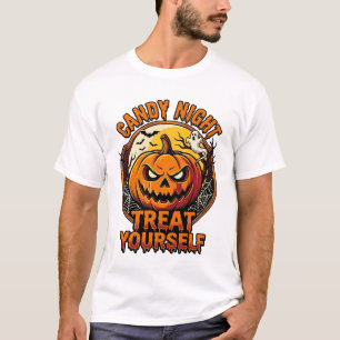 T-shirt Chemise Vintage Halloween Pumpkin Treat Yourself _