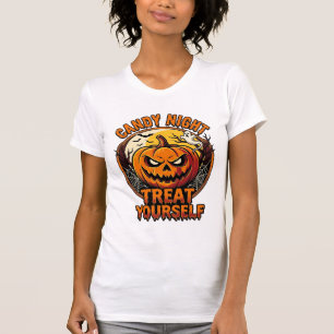 T-shirt Chemise Vintage Halloween Pumpkin Treat Yourself_1