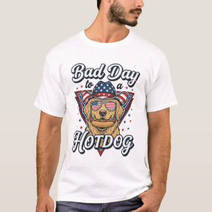 T-shirt Chemise Vintage Hotdog Retriever Doré Patriotique