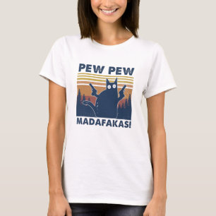 T-shirt Chemise Vintage Madafakas Pew Pew Chat Noir