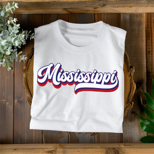 T-shirt Chemise vintage Mississippi Rouge Blanc et Bleu