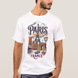 T-shirt Chemise Vintage Paris pour Hommes