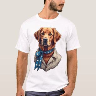 T-shirt Chemise vintage pour chien Patriotique Retriever F