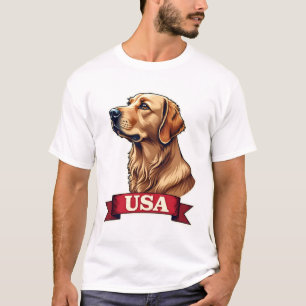 T-shirt Chemise vintage USA avec gravure Golden Retriever