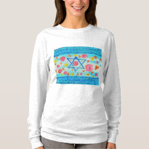 T-shirt Chemise Whimsical du drapeau israélien avec fleurs