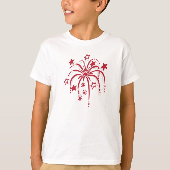 T-shirt Chemises 4 juillet patriotiques Fireworks (Devant)