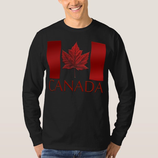 T-shirt Chemises à Drapeau du Canada Longues Manches Souve (Devant)