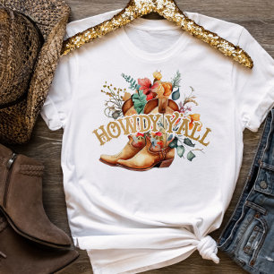 T-shirt Chemises à motif de bottes de cowboy florales occi