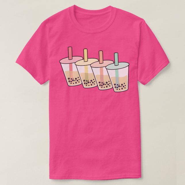 T-shirt Chemises à thé à bulle rétro Femmes Boba Milk Tea  (Design devant)