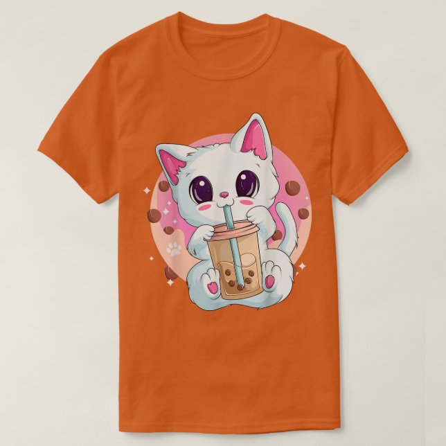 T-shirt Chemises Anime À Thé Boba Pour Femmes, Bulle Kawai (Design devant)