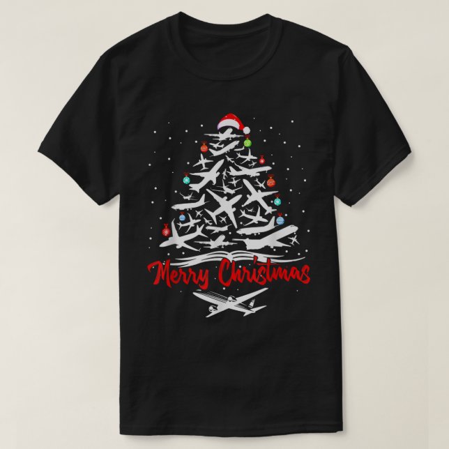 T-shirt Chemises Arbre de Noël de l'avion (Design devant)