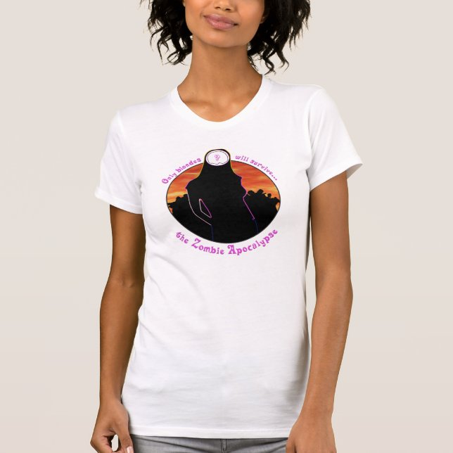 T-shirt Chemises blondes de détail d'apocalypse de zombi (Devant)