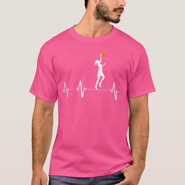 T-shirt Chemises Cadeaux De Basketball Heartbeat Pour Femm (Devant)