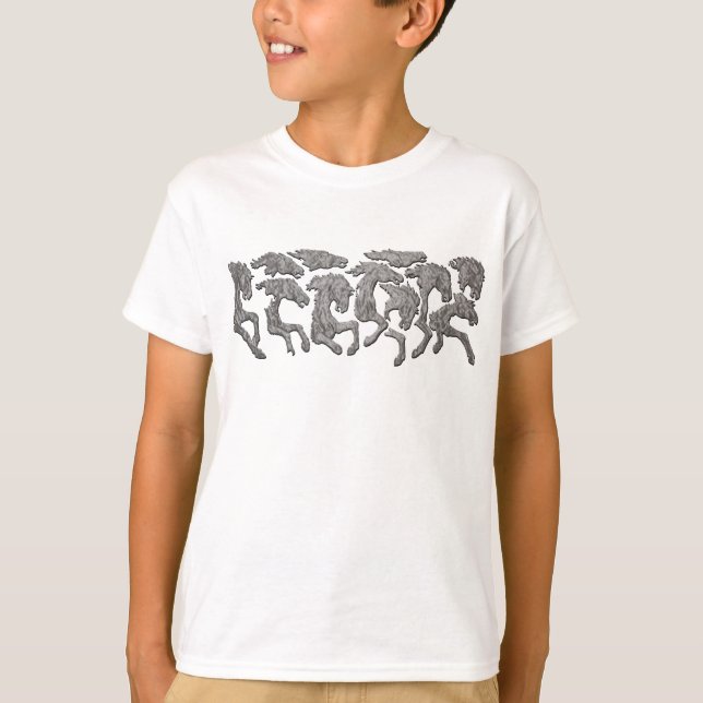 T-shirt Chemises Chevaux Sauvages pour Enfants Cheval Art  (Devant)