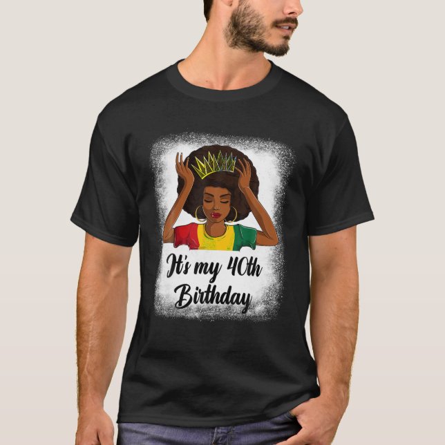 T-shirt Chemises d'anniversaire Afro 40e pour femmes Noir  (Devant)