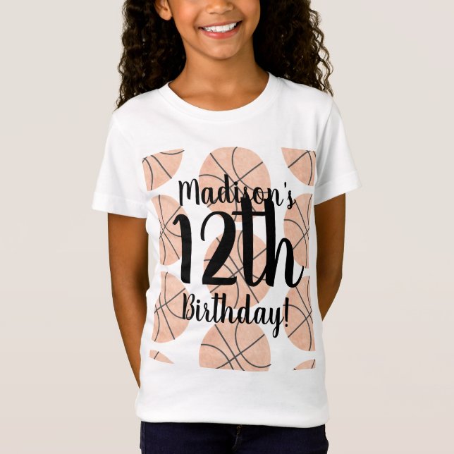 T-Shirt Chemises d'anniversaire de basket-ball d'aquarelle (Devant)
