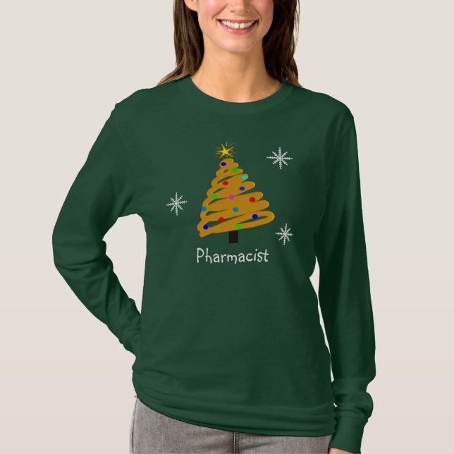 T-shirt Chemises d'arbre de Noël de pharmacien (Devant)