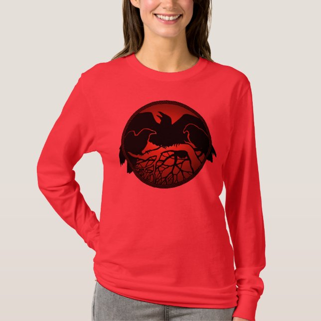 T-shirt Chemises d'art de corbeau pour femmes Crow dame /  (Devant)