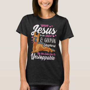 T-shirt Chemises de Berger Allemand pour Femmes avec Jésus