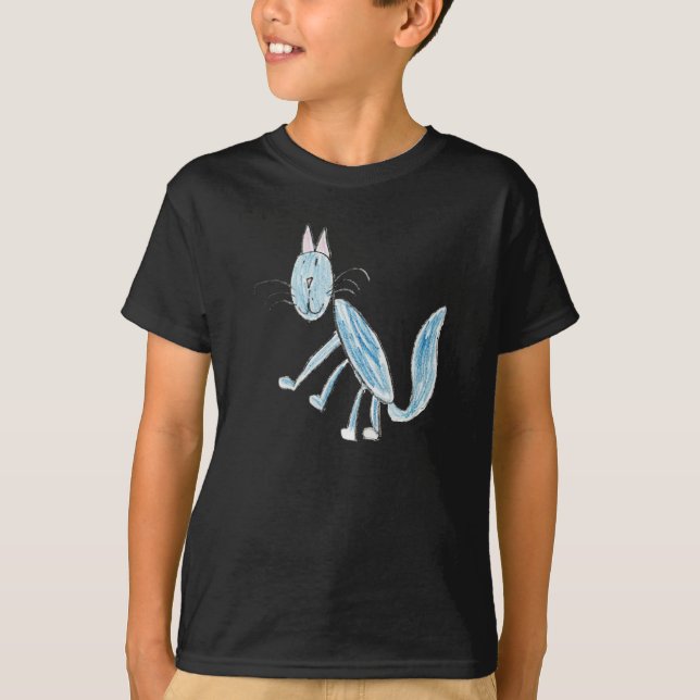 T-shirt Chemises de chat bleu (Devant)