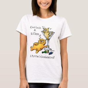 T-shirt Chemises de dessin animé de cocktails et chatons c