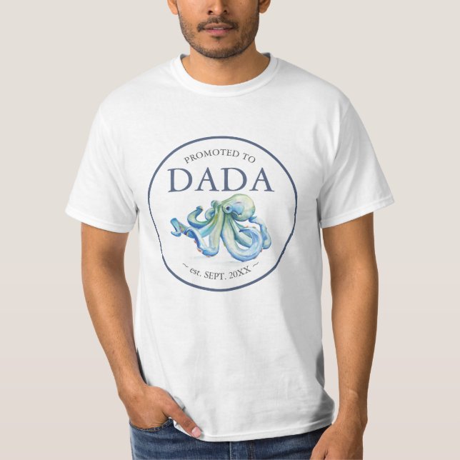 T-shirt Chemises de famille baby shower Papa Bleu Octopus (Devant)