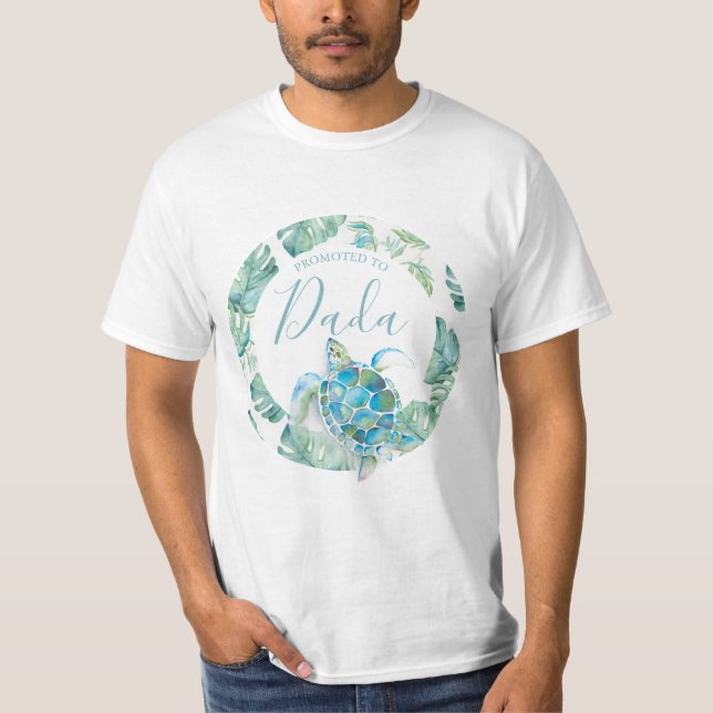 T-shirt Chemises de famille baby shower Papa Tortue tropic (Devant)