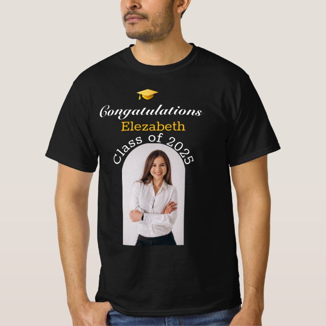 T-shirt chemises de graduation Black Gold personnalisées (Devant)