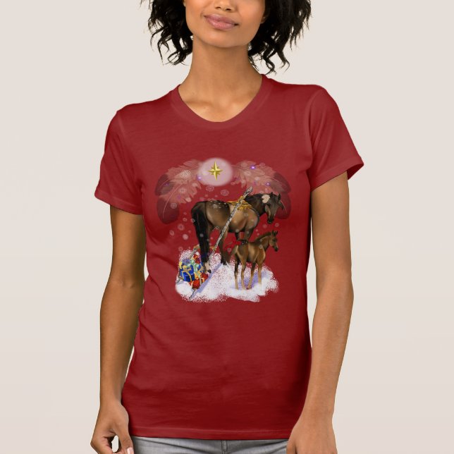 T-shirt Chemises de jument et de poulain de Chirstmas (Devant)