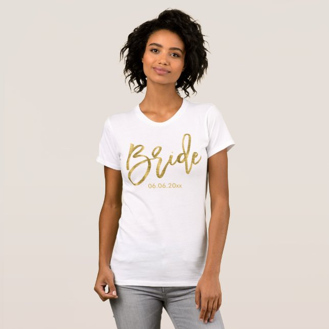 T-shirt Chemises de mariée à effet d'huile d'or personnali (Devant entier)