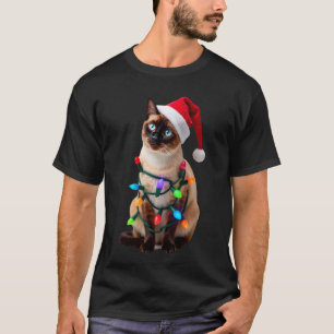 T-shirt Chemises de Noël à lumières pour chat siamois Xmas