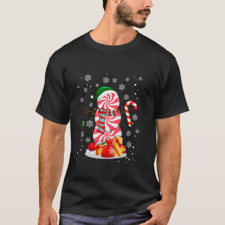 T-shirt Chemises de Noël amusantes Pepperment Candy Snowma