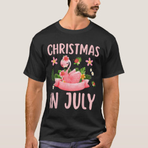 T-shirt Chemises de Noël en juillet pour femmes Flamant ro