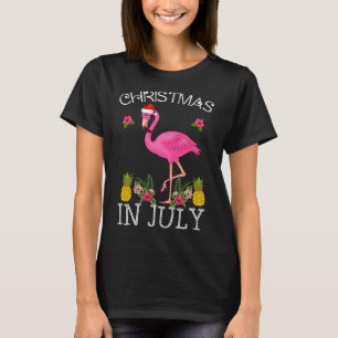 T-shirt Chemises de Noël en juillet pour femmes Flamant ro