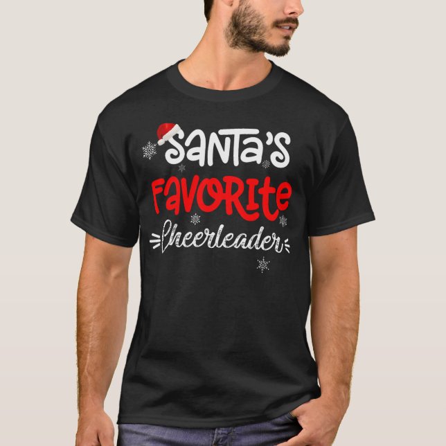 T-shirt Chemises de Noël Père Noël Favori Pom-pom girl Fun (Devant)