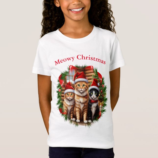 T-Shirt Chemises de Noël pour chats (Devant)
