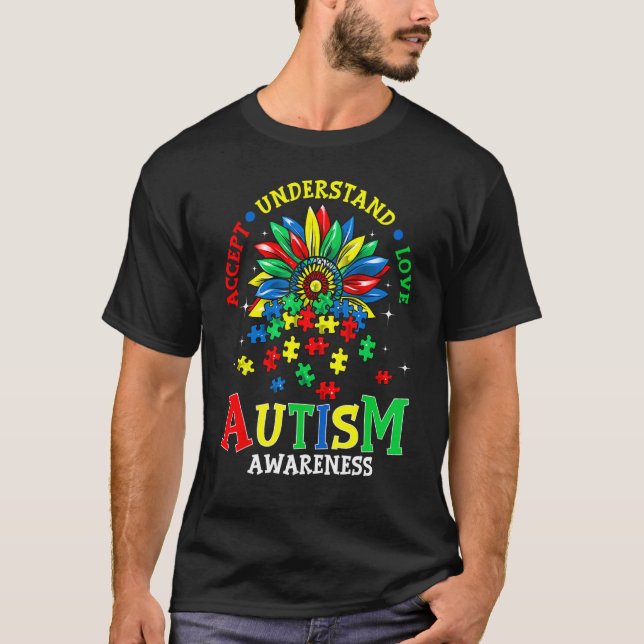 T-shirt Chemises de sensibilisation à l'autisme Acceptez C (Devant)
