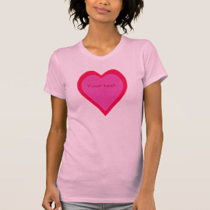 T-shirt Chemises de texte rose et rouge double coeur