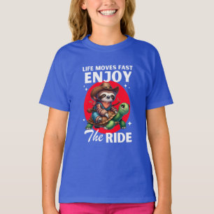 T-shirt Chemises de tortues paresseuses et cowboy amusante