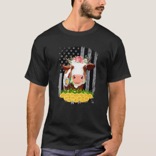 T-shirt Chemises de vache pour femmes drapeau américain im