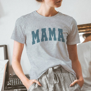 T-shirt Chemises de vie MAMA couleur confort bleu Vintage