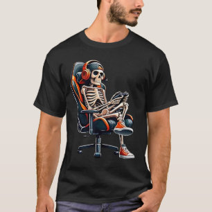 T-shirt Chemises d'Halloween Joueur de squelette Jeu vidéo