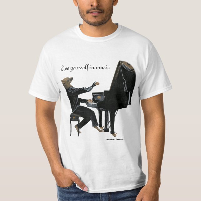 T-shirt Chemises d'Imaginaire d'art Hyena Piano Music Play (Devant)
