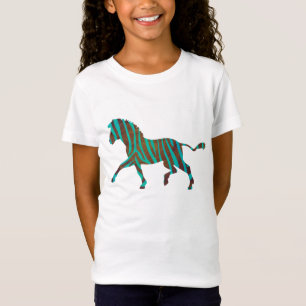 T-Shirt Chemises d'impression Brown et Turquoise Zebra