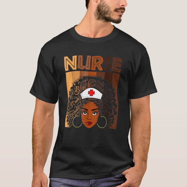 T-shirt Chemises D'Infirmières Noires Pour Femmes Filles,  (Devant)